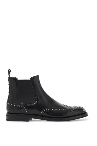 Shop Church's Elegant Rebel Studded Leather Chelsea Boots In Black
