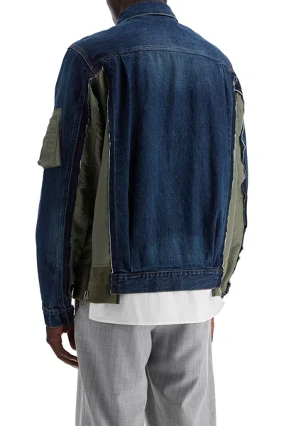 Sacai Patchwork Denim Jacket In Blue