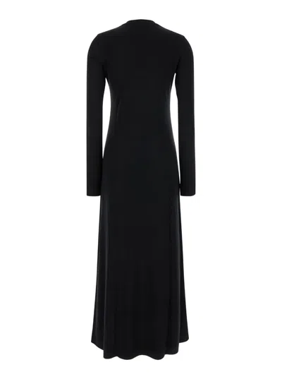 Shop Totême Long Black Relaxed Dress  In Jersey Woman