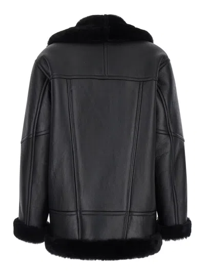 Blancha Leather And Shearling Jacket In Black