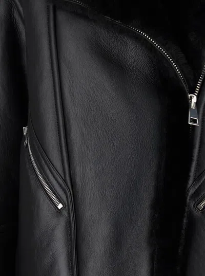 Blancha Leather And Shearling Jacket In Black