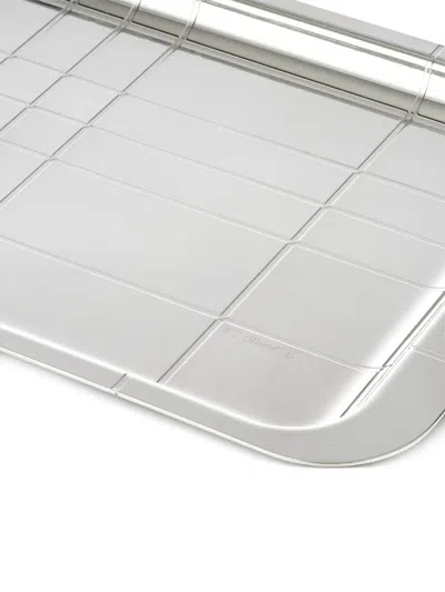 Christofle Check-pattern Rectangular Tray In Silver