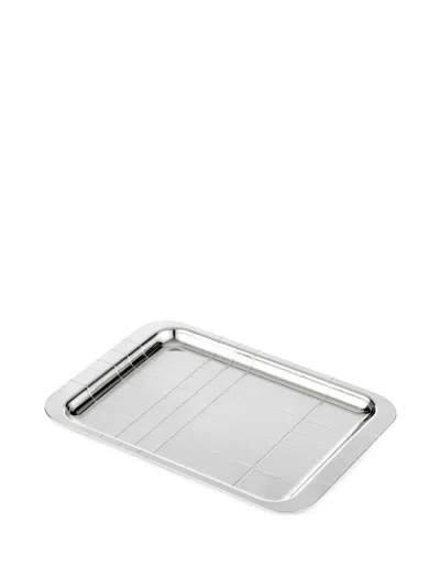 Christofle Check-pattern Rectangular Tray In Silver