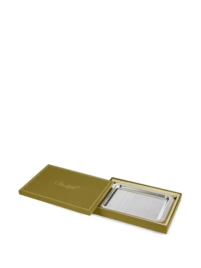 Christofle Check-pattern Rectangular Tray In Silver