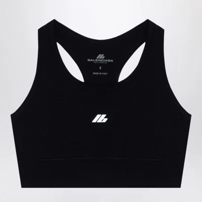 Balenciaga Sporty Reflective Logo Top Tops Black In Black