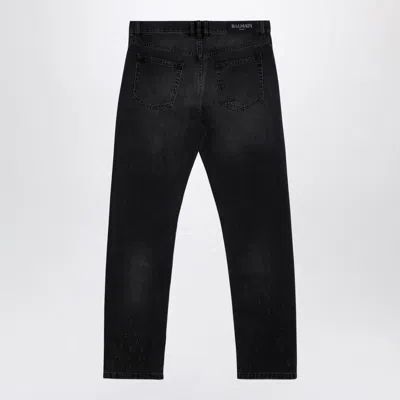 Balmain Black Denim Jeans With Wear Men