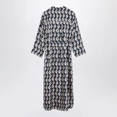 Shop Max Mara Timeless Patterned Long Dress In Blue