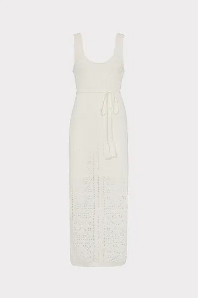 Shop Milly Bubble Pointelle Knit Midi Dress In Ecru