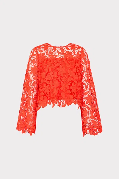 Milly Catelyn Lace Top In Coral