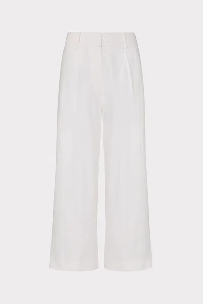 Shop Milly Cropped Solid Linen Pants In White