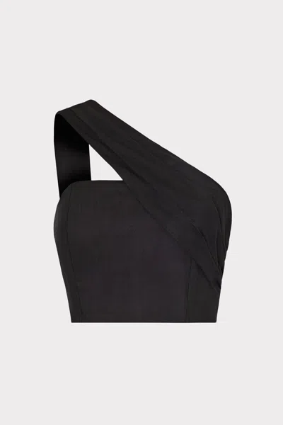 Milly Women's Arantza Draped One-shoulder Crop Top In Black