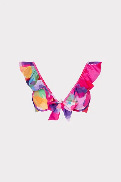 Milly Women's Rainbow Waterfall Ruffled Bikini Top In Multicolor