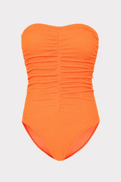 Milly Smocked One-piece In Neon Orange