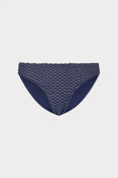 Milly Women's Margot Textured Waves Bikini Bottoms In Navy