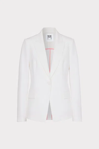Milly Avery Single-button Cady Blazer In Ecru