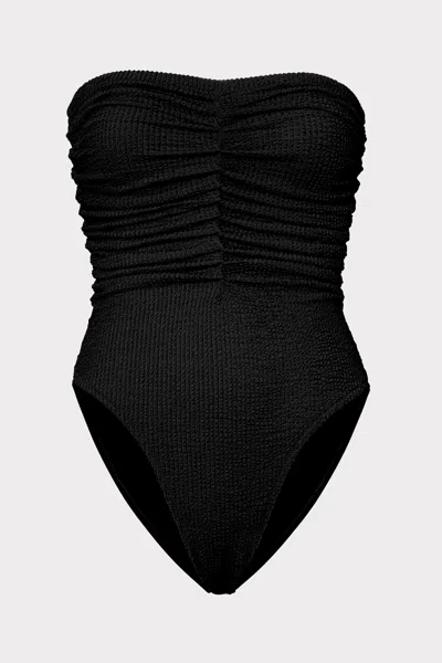 Milly Women's Ruched Strapless One-piece Swimsuit In Black