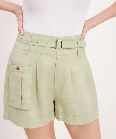 Atm Anthony Thomas Melillo Belted Linen Shorts In Morning Mist