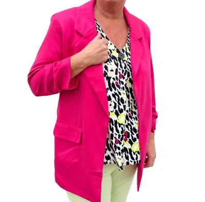 A La Carte Ruched Sleeve Blazer In Raspberry In Multi