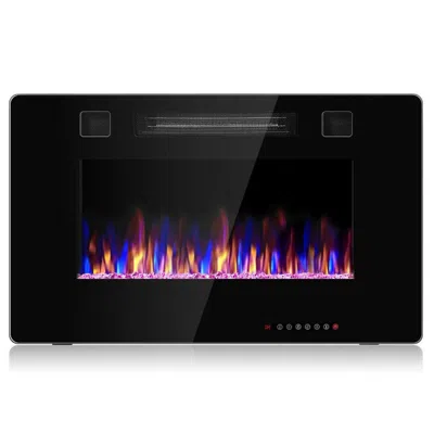Hivvago 30-inch Recessed Ultra Thin Electric Fireplace Heater With Glass Appearance