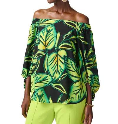 Joseph Ribkoff Off The Shoulder Top In Lime Green In Multi