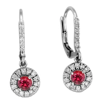 Diana M Jewels 0.55ctw Diamond And Ruby Drop Earrings In 14k White Gold In White