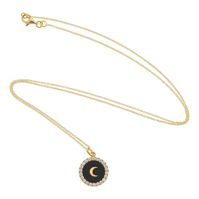 Eye M Women's Moon Crystal Necklace In Black In Black