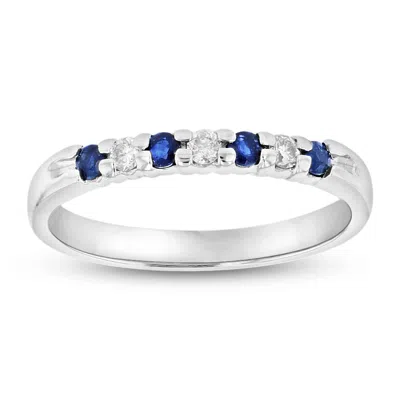 Diana M Jewels 14k Gold Ring 0.27ct Tw Round Diamonds And Sapphires Prong Set Band In White