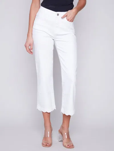 Charlie B Wide Leg Linen Pants In Natural In White