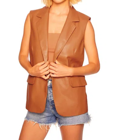 Susana Monaco Women's Tailored Faux Leather Blazer Vest In Brown