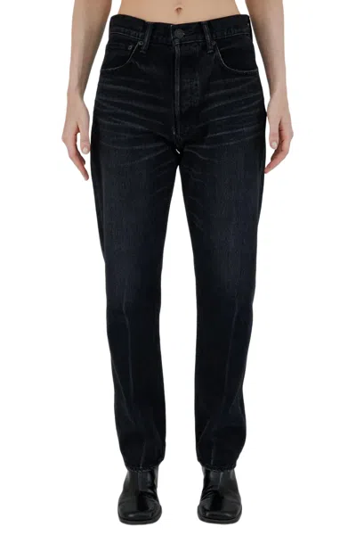 Moussy Murrieta Wide Straight Jean In Black In Blue