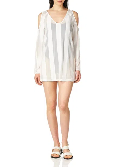 Kenneth Cole Solid Cover-ups Cold Shoulder Dress In White In White