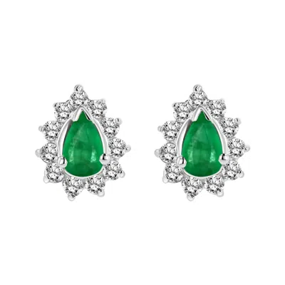 Diana M Jewels 0.70cttw Diamond And Emerald Earrings In 14k Gold In White