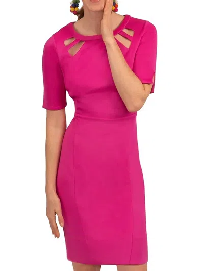Gretchen Scott Jersey Peek A Boo Dress In Pink/orange In Multi