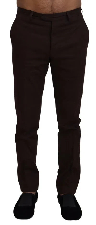 Bencivenga Brown Cotton Tapered Formal  Pants In Brown