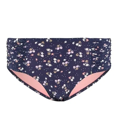 Seafolly Remix Ruched Side Retro Bottom In Indigo In Multi