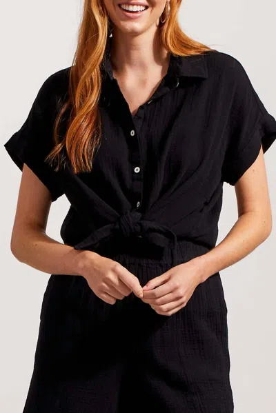 TRIBAL DROP SHOULDER HIGH LOW SHIRT IN BLACK 