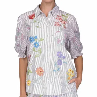 Johnny Was Evangela Shirt In Stripe In Multi