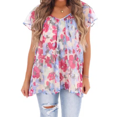 Easel What About Us Floral Tunic Top In Pink In Pink