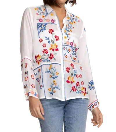Johnny Was Zodea Floral-embroidered Eyelet Top In White