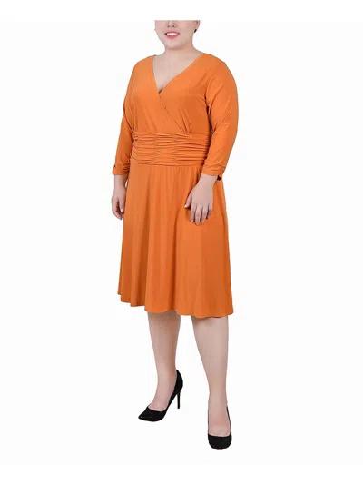 Ny Collection Plus Size Ruched A-line Dress In Multi