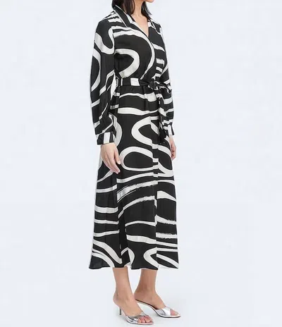 B.young Byibine Mix Midi Dress In Black Multi In Multi
