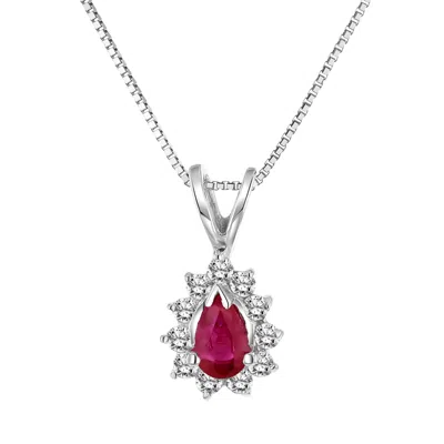 Diana M Jewels 0.35cttw Diamond And Natural Heated Ruby Pendant In 14k Gold In White