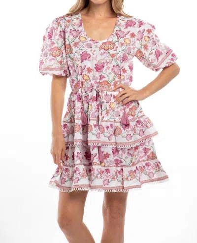 Bindu Belinda Dress In White/pink Floral In Multi