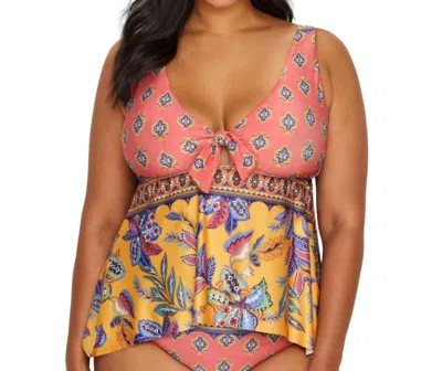 Becca Etc. Tapestry Bloom Tie Front Tankini In Multi In Multi
