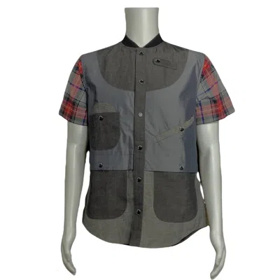 Mostly Heard Rarely Seen Men's Geometric Safari Shirt In Grey/red In Multi