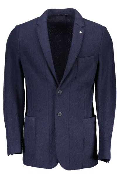 Gant Blue Wool Men Jacket In Blue
