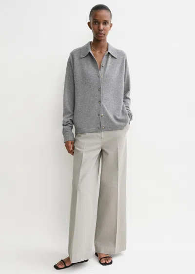 Totême Grey Shirt With Raglan Sleeves In Cashmere Woman In Grey Melange