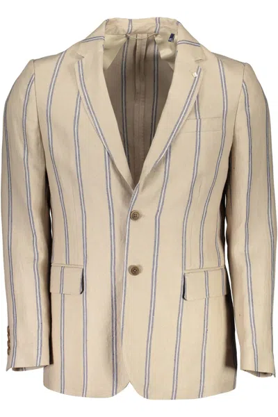 Gant Beige Linen Men Jacket In Beige