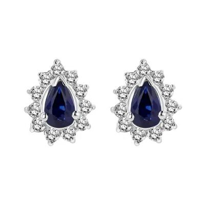 Diana M Jewels 0.80cttw Diamond And Sapphire Earring In 14k Gold In White