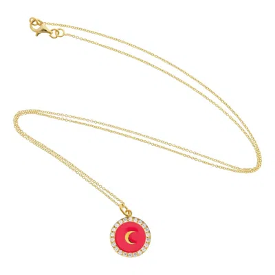 Eye M Women's Moon Crystal Necklace In Pink In Pink